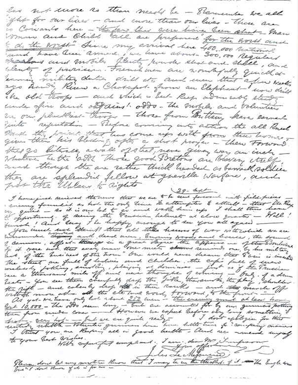 Lettre de M. Mefsurier � Mme Simpson - 28 septembre 1870