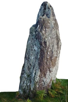 Le lichen, l'�rosion et la patine font de lui le portarit d'un menhir du site original